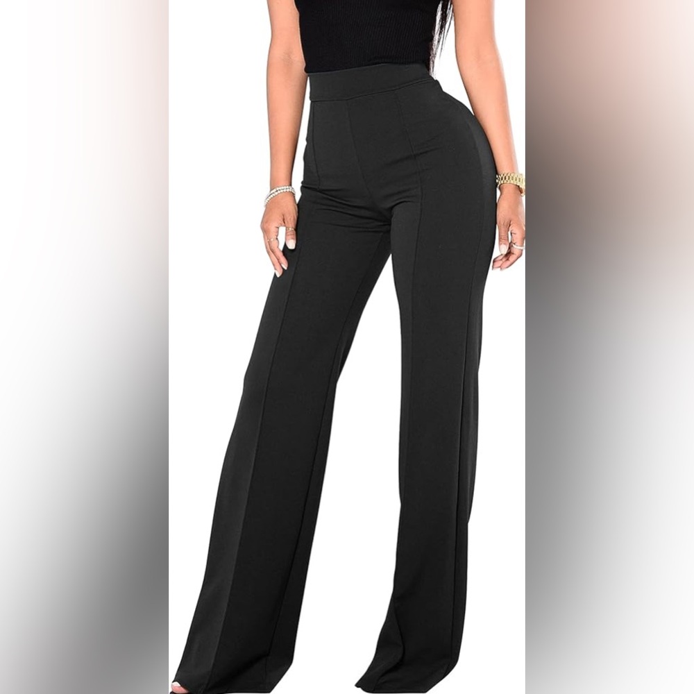 Fashion Nova ✨  High Waist Wide Leg Victorian Black Size Large. Back zip closure